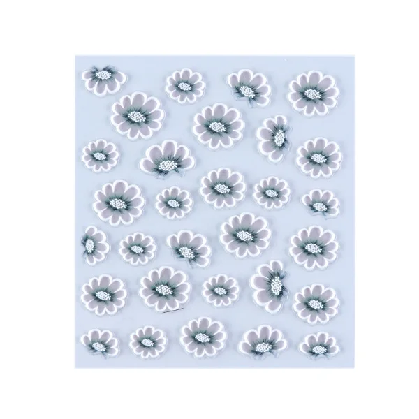 15 5D Embossed Nail Sticker Decals Blooming Flower Acrylic Engraved 3D Slider Manicure Empaistic Nail Art Decoration Tips CH1019 - Цвет: 15