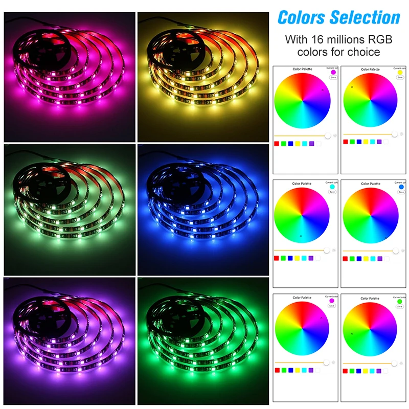 HKZZI USB Светодиодная лента wifi 5050 RGB красочный DC5V водонепроницаемый Совместимость с