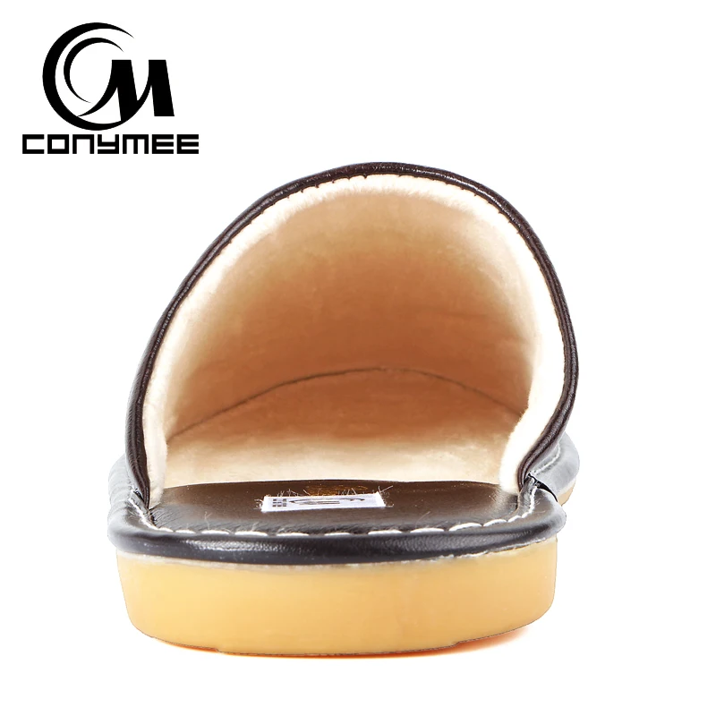 CONYMEE/домашние тапочки; Мужская зимняя кожаная обувь; теплые тапочки; обувь на плоской подошве; Нескользящие мягкие домашние кроссовки для мужчин; s Terlik