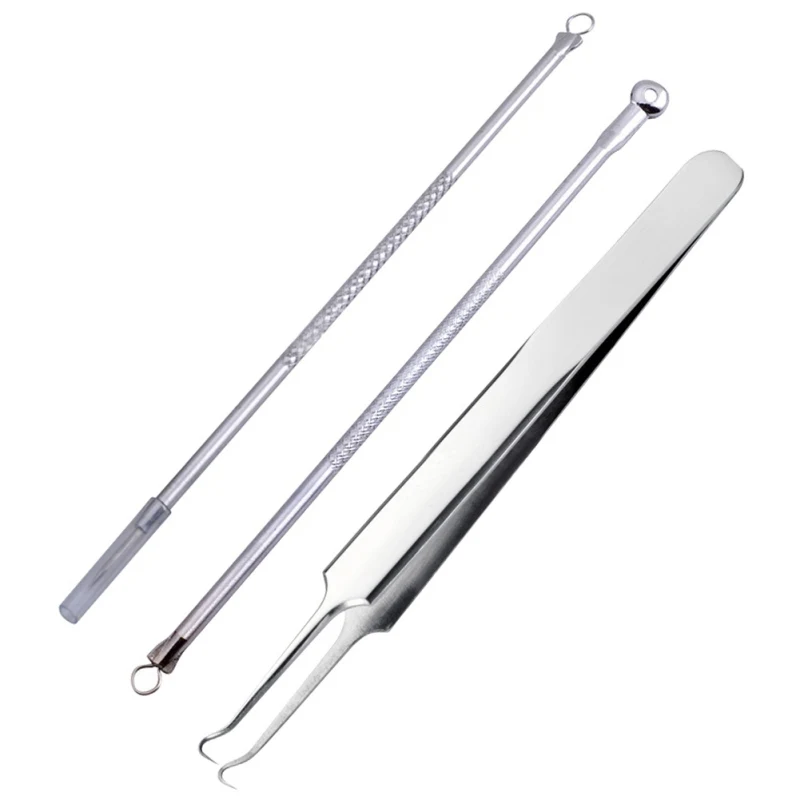 3pcs Acne Tweezer Machine Set And Brands Removal Pimple Needle Blackhead Remover Black Head Extractor Tools | Красота и здоровье