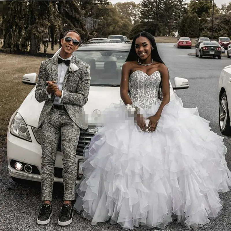 Белое Бальное Платье без рукавов с сердечком платья для Quinceanera милое платье 16