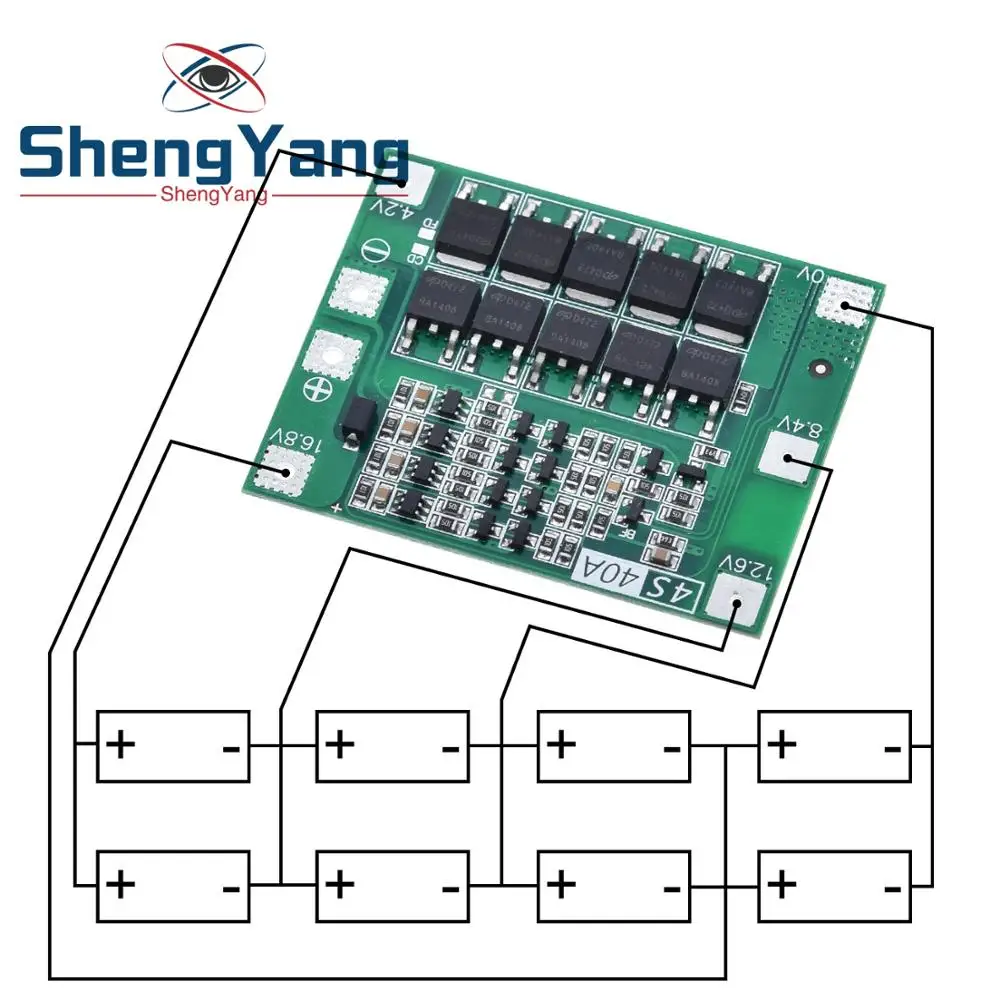 ShengYang 4S 40A литий-ионный аккумулятор 18650 зарядное устройство PCB плата защиты BMS для электродвигателя 14,8 V 16,8 V Lipo модуль