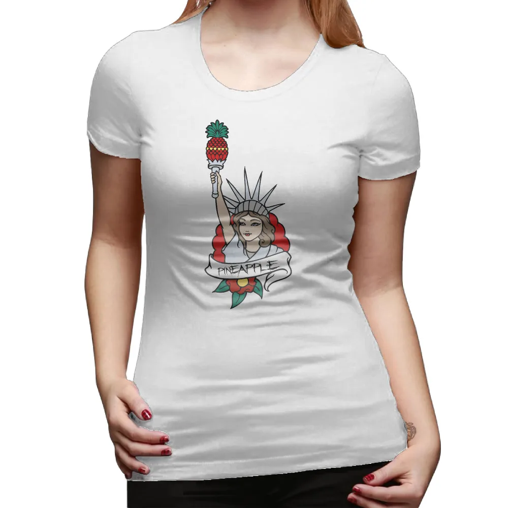 Ананас Статуя Свободы футболки Для женщин Изделие из хлопка с короткими рукавами