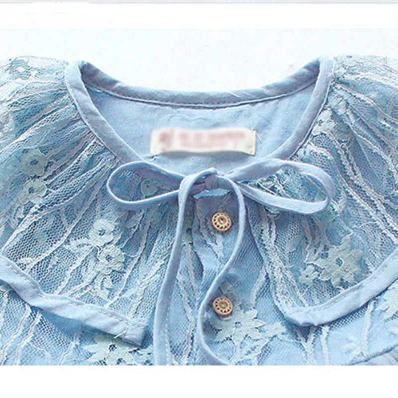 Платья для маленьких девочек лето 2019 хлопковое однотонное кружевное платье