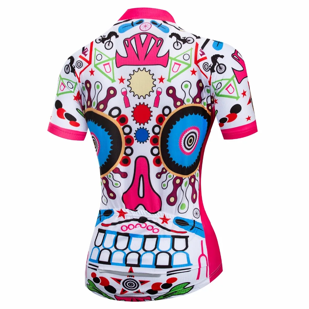 Женская велосипедная рубашка Weimostar skull желтая майка с коротким рукавом для спорта