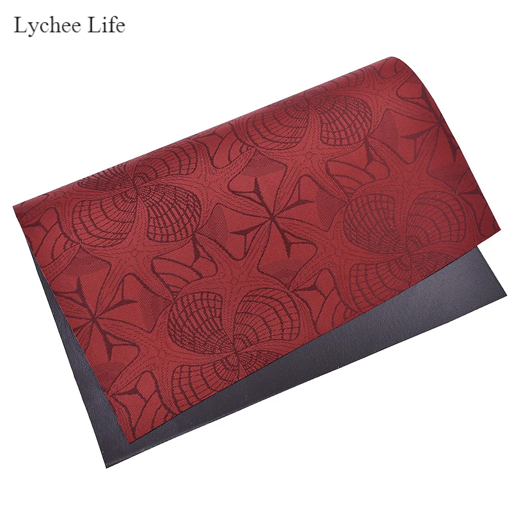 Starfish red Lychee Life Ретро двухсторонний полиэстер с принтом и искусственная кожа ткань для самостоятельного пошива одежды украшения - Цвет: Starfish red