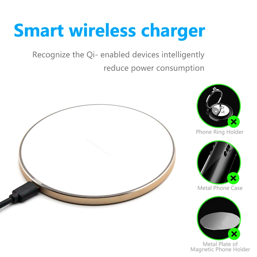 Беспроводное зарядное устройство AIXXCO 10 Вт LED Qi для iPhone X/XS Max XR 8 Plus USB Samsung S8 S9 S7