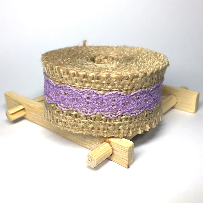 1 рулон 2 метра натура джутовая Мешковина гессианская лента с кружевной отделкой