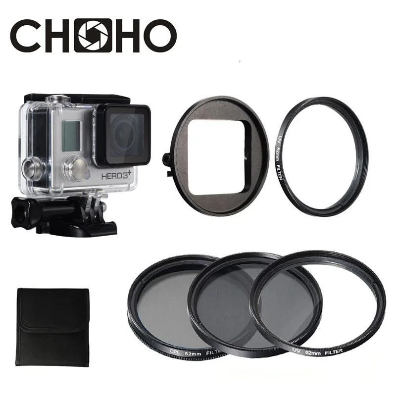 Case And Filters Для Go Pro Водонепроницаемый чехол для дайвинга фильтр протектор 52 мм круговой поляризатор CPL UV ND4 Dive Filtors для Gopro 4 3+ аксессуары - Цвет: Case And Filters