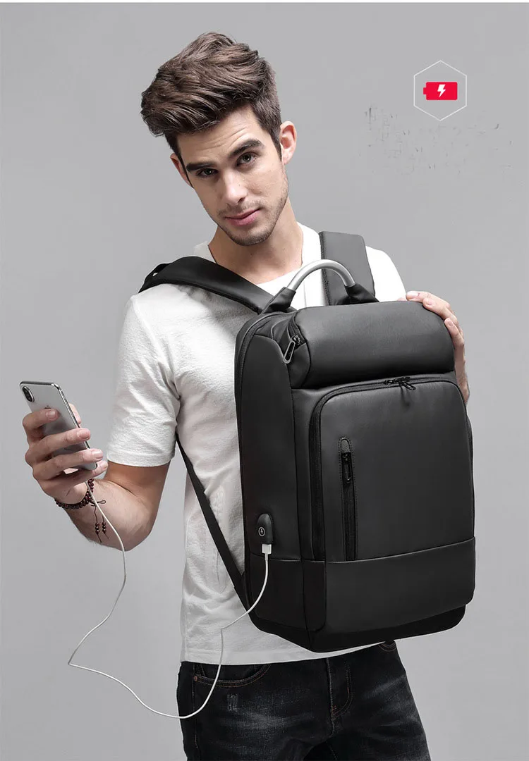 Рюкзак для ноутбука 15 6 дюйма черный деловой мужской рюкзак Mochila с USB зарядкой