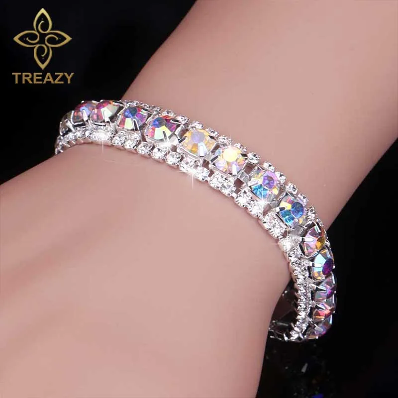 Роскошные браслеты TREAZY с кристаллами для женщин разноцветные со стразами