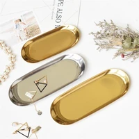 nordic metal storage tray gold oval dotted fruit plate small items mirror kitchen storage tray organization jewelry display tray