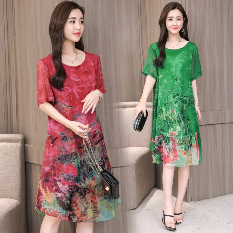 Мода 2019 новые женские Платья повседневные с цветочным принтом шифоновое летнее