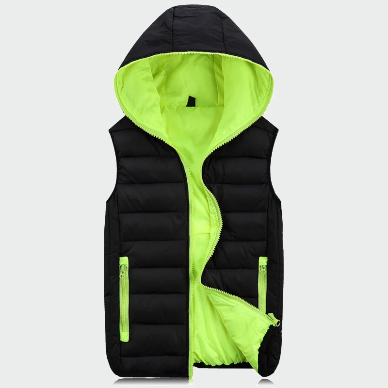 Mens Sleeveless Jacket Fashion Thicken Cotton Vest Hooded Autumn Warm Winter Male Waistcoats Men Casual Windbreakers ML063 | Мужская
