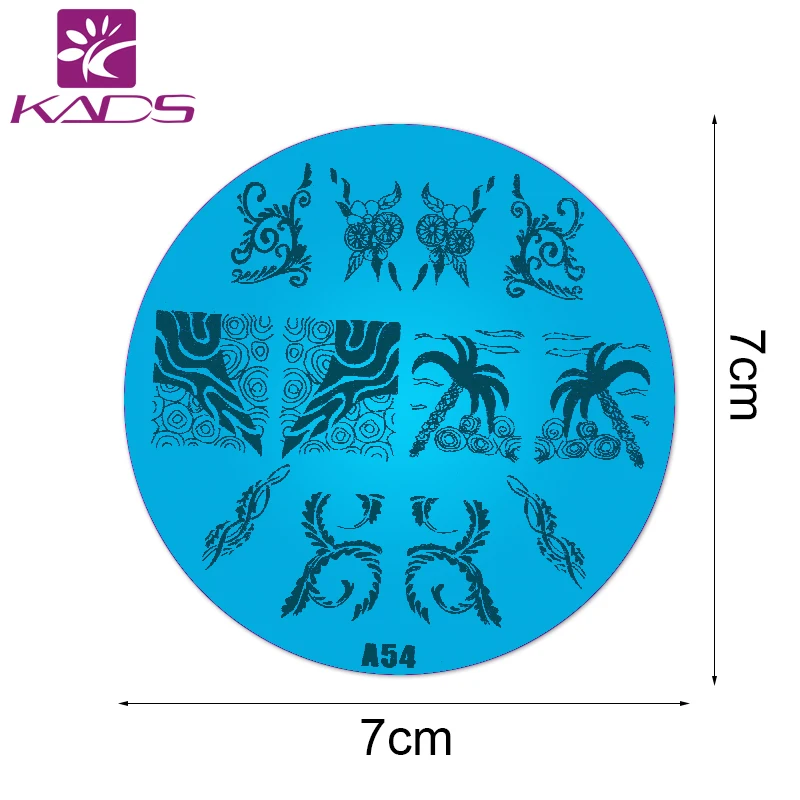 KADS A54 Кокосовая пальма и Рыбы Ногтей Штамп Пластины Штамповка Nail Art Шаблона
