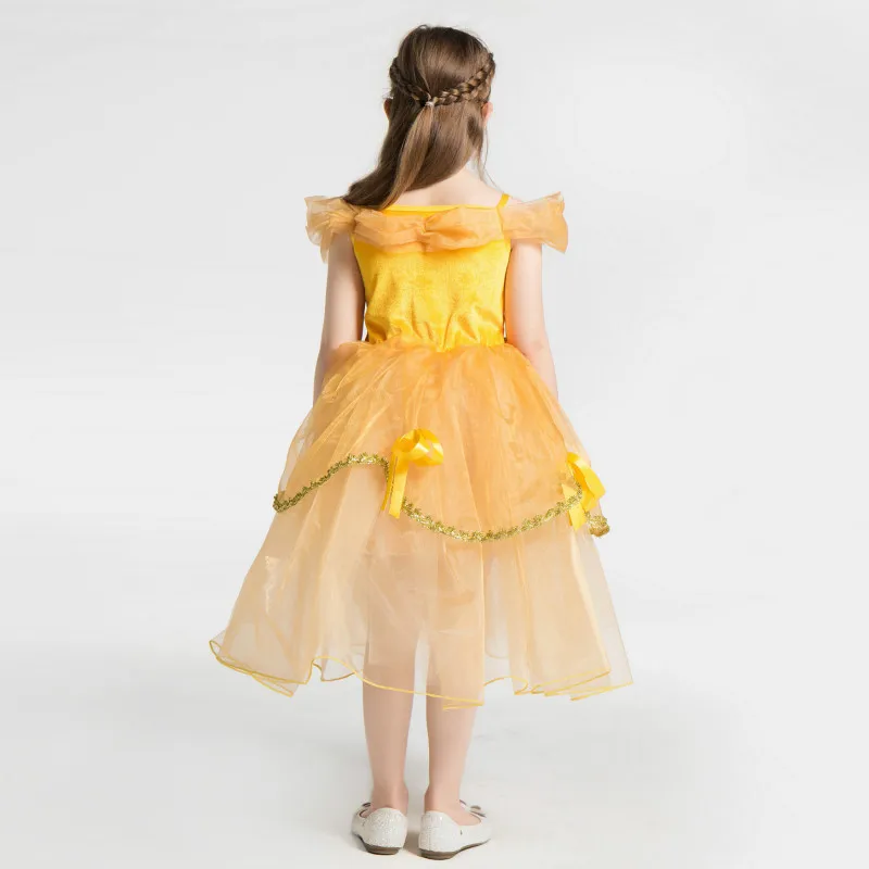 Сказочная Красавица и Чудовище для девочек праздничное платье принцессы Белль
