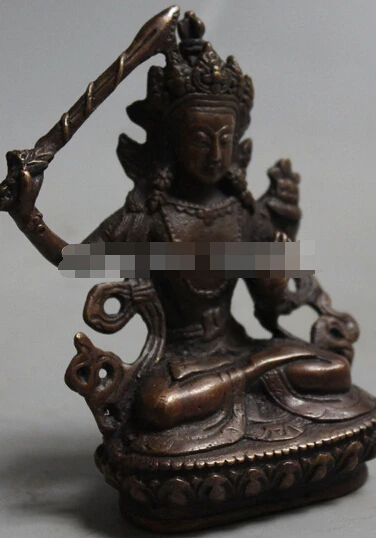 WBY---322 + китайский Тибетский буддизм Бронзовая медь Wenshu Manjushri статуя Будды | Дом и