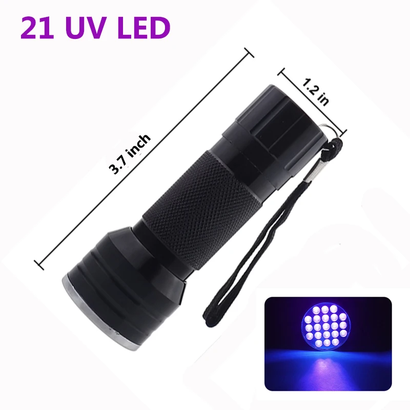 21LED УФ фонарик 395 400nm ультрафиолетовый свет черный лампы для кемпинга проверка