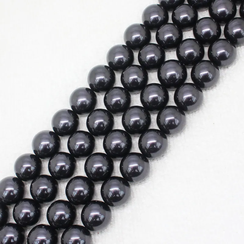 Оптовая продажа 8-14 мм красивый черный жемчужный Круглый свободный Beads15 &quot/38 см
