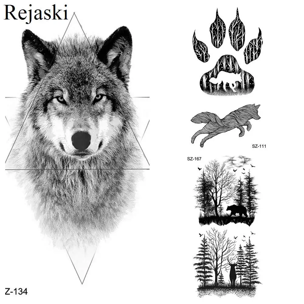 Rejaski наклейки с геометрическим рисунком волка женский боди арт рисунок временная