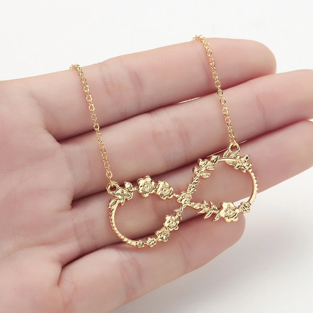 Kinitial из нержавеющей стали бесконечность ожерелье очарование роза подвеска с