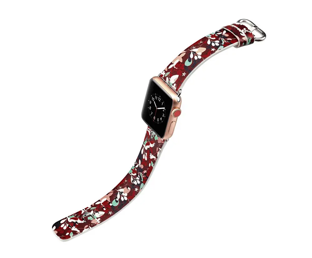 Весенний цветок кожаный ремешок для наручных часов Apple Watch серии 1/2/3/4/5 44 мм, 42 мм, 40 мм, 38 мм, версия Сельский Цветочный браслет для наручных часов iWatch, ремешок