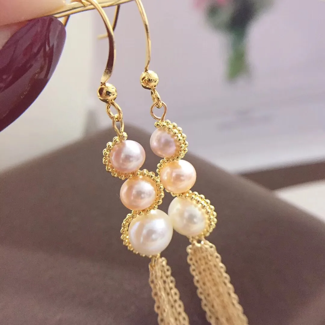 Yuaner 14K кисточка золотого цвета серьги-капли нежные и трогательные 4-8 мм Серьги с