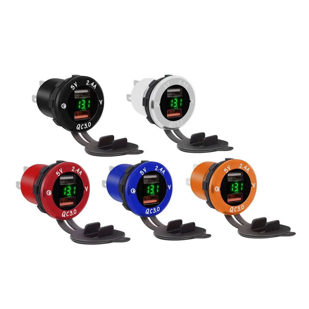 Universal Car Charger USB Vehicle DC12V-24V Waterproof Dual 2 Port Power Socket QC3.0 Fast Charging | Обустройство дома