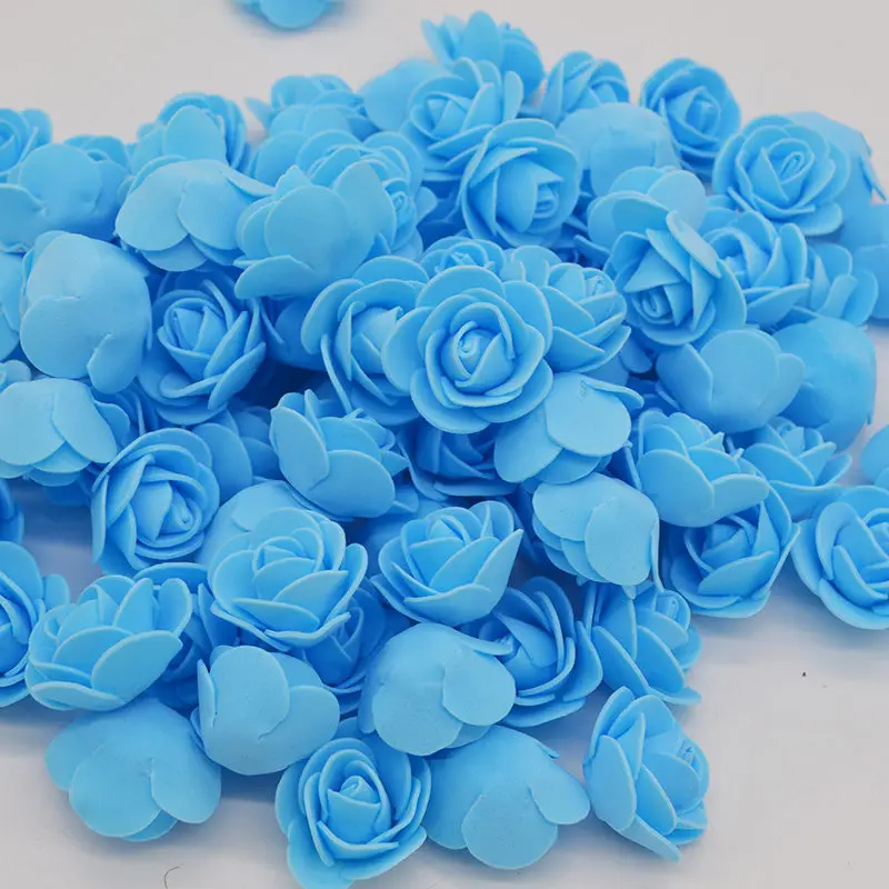 200pcs blue 1 шт. пенополистирол пенопласт белый пенопласт Мишка Искусственный цветок розы голова Тедди День святого Валентина подарки вечерние свадебные украшения - Цвет: 200pcs blue