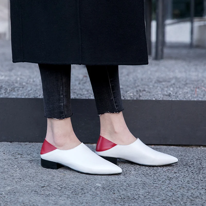 XIUNINGYAN Genuine Leather Shoes Woman New Slip On Flat Pointed Toe Fashion New Loafers Shoe Comfortable Female Flats Shoes