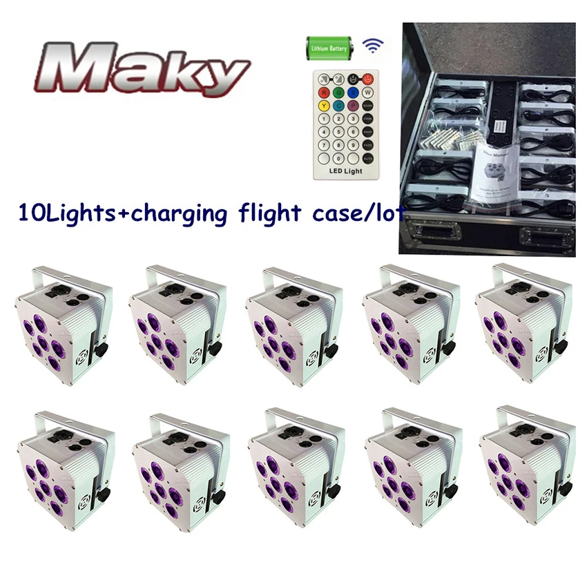 Горячая Распродажа 10X Лот 6/10 канал 6x18 Вт светодиодный RGBWUV сценический свет DMX-512