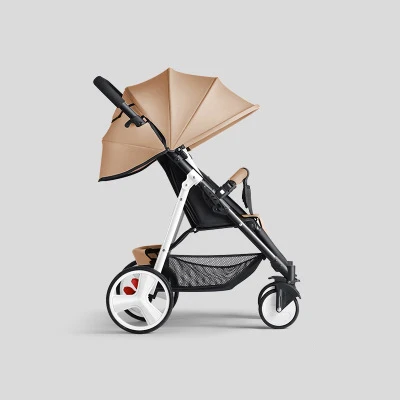 white Khaki Легкая складная детская коляска может сидеть и откидываться ударом четыре колеса портативная коляска - Цвет: white Khaki