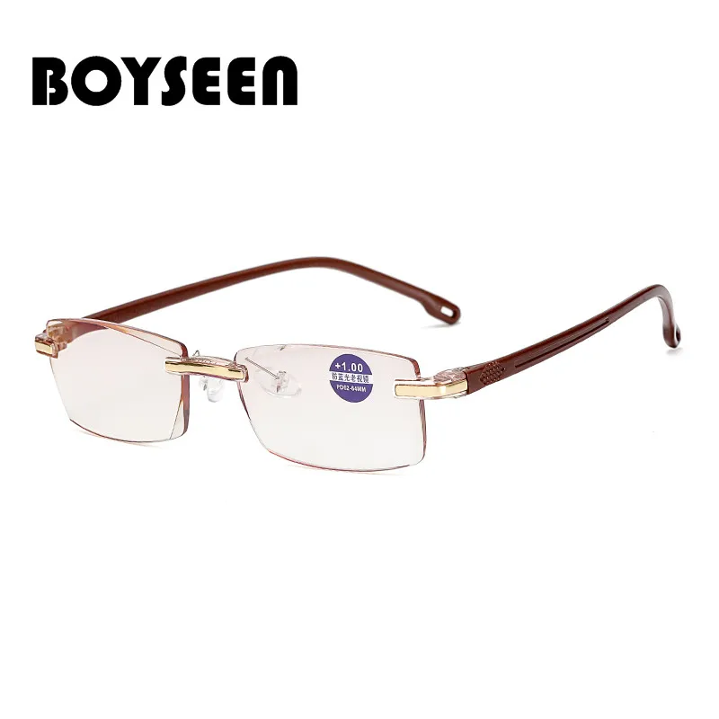 BOYSEEN модные безрамные обрезные мужские и wo мужские очки для чтения удобные антисиние очки 802A