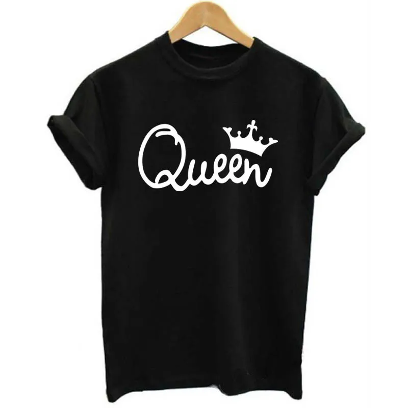 King queen пары футболка Корона Печать одежда для пар летняя 2018 Мода Повседневное
