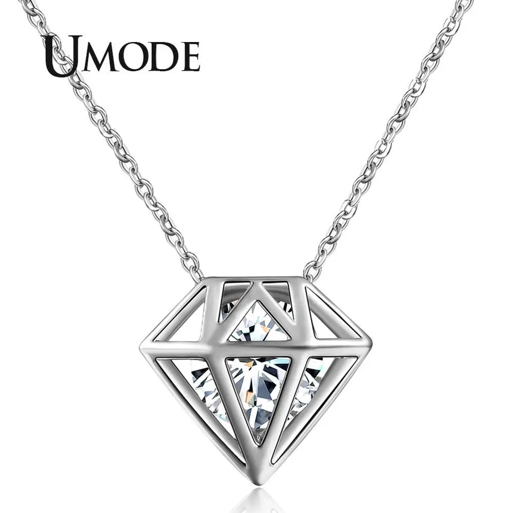 UMODE топ AAA кубический цирконий ожерелья полые геометрической формы кулон
