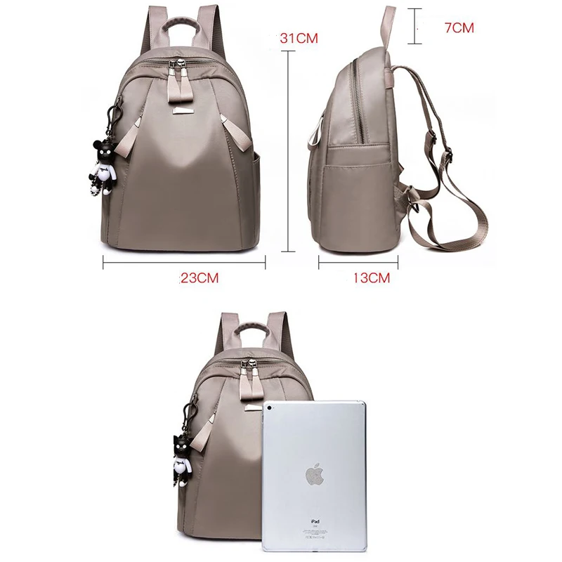 Женский рюкзак на молнии нейлоновая Водонепроницаемая школьная сумка для