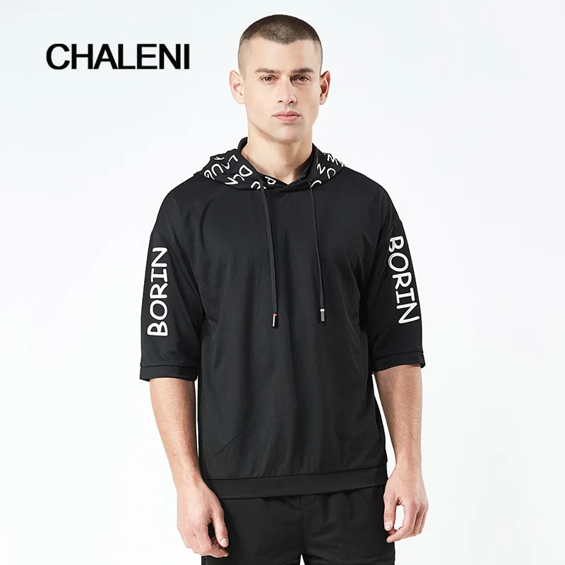 Новый Для мужчин костюм из 2 предметов с капюшоном Рубашка короткими рукавами +