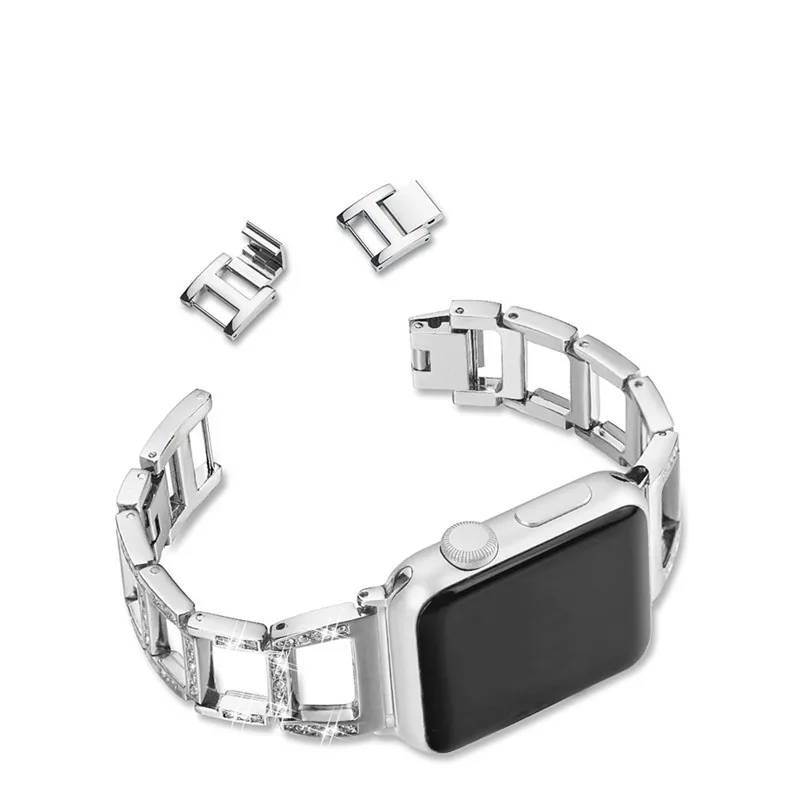 Модные женские туфли со стразами цепи часы ремешок для Apple Watch группа 38 мм Bling Металл Нержавеющая сталь ремешок для iWatch Sport& издание