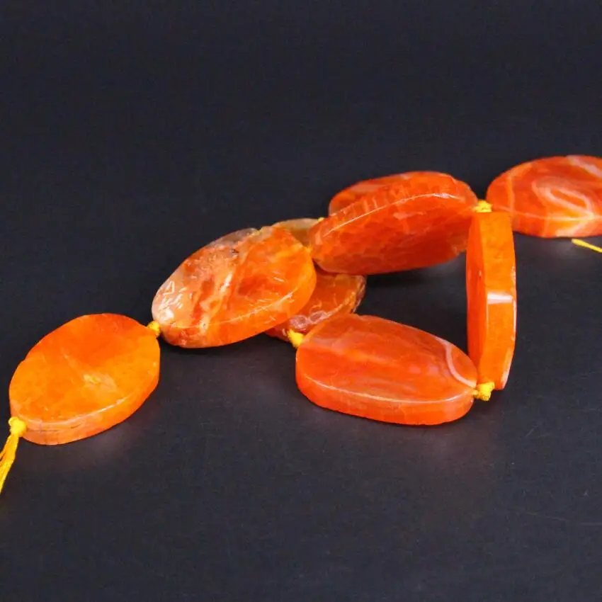Approx8PCS/strand Large Natural Orange Crack vein Agates Stone Slab Nugget Loose Beads,Onxy Gems Slice Pendant Jewelry Making