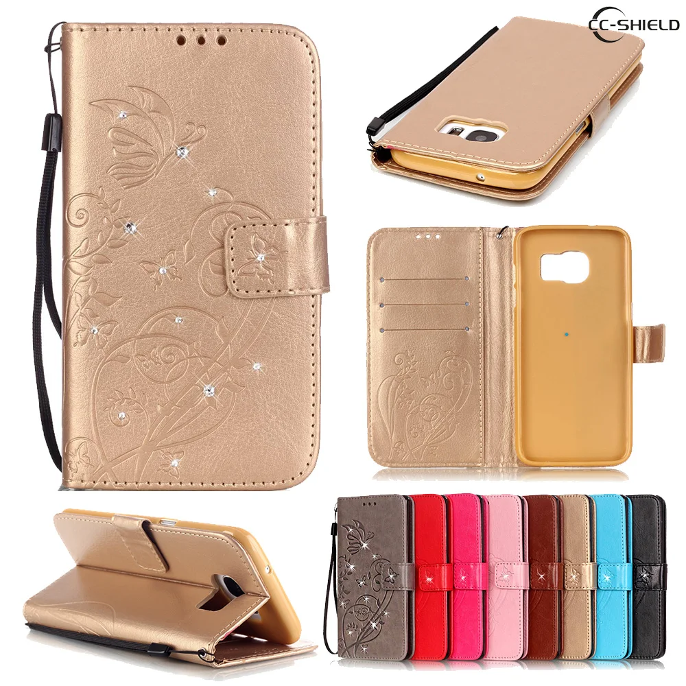 Флип чехол для Samsung Galaxy S7 S 7 Edge S7edge SM G935 G935F G935FD кожаный телефона с бриллиантами|case