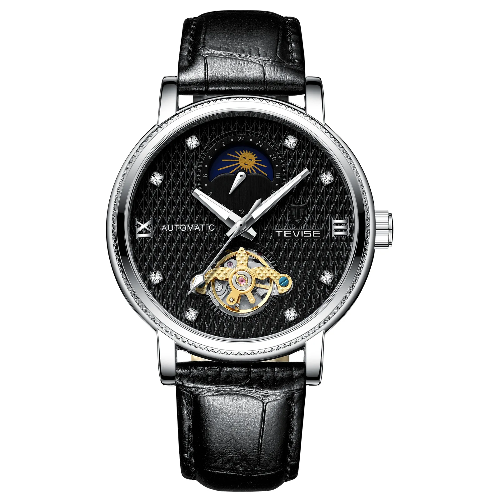 Tevise автоматические Tourbillon механические часы водонепроницаемые часы мужские роскошные Брендовые спортивные мужские часы с автоматическим подзаводом Relogio Masculino