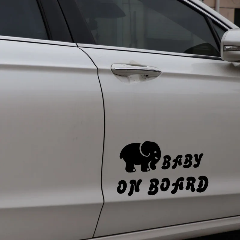 YJZT 16.6X9.8CM Elephant BABY ON BOARD Cute Cartoon Car Sticker Fashion Vinyl Decal Accessories C25-0225 | Автомобили и мотоциклы