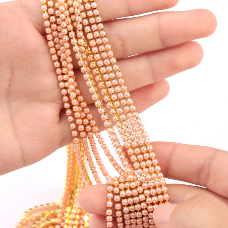 Новая яркая жемчужная медная цепь из АБС пластика SS6 2/2 5 мм Золотая чашка цепочка