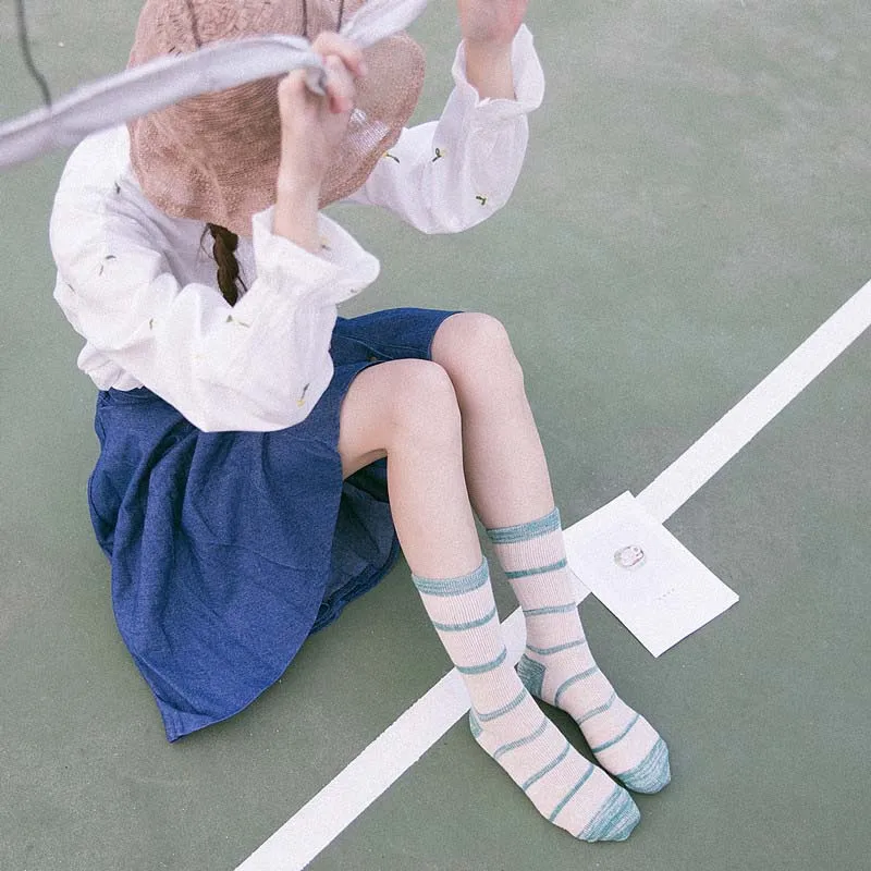 

[WPLOIKJD] College Style Casual Calcetines Soft Breathable Antiskid Fashion Lovers Socks Striped Comfort Meias Man Women Sokken