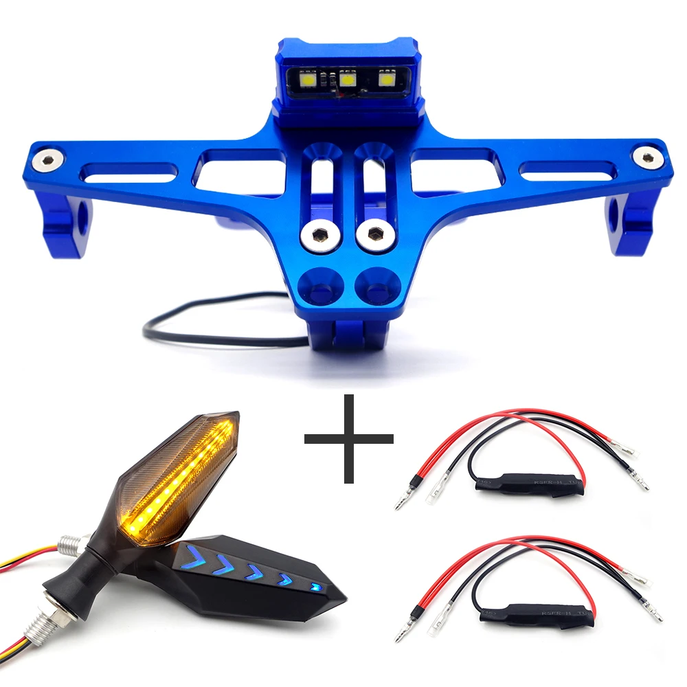 Blue 2 decoders Мотоцикл светодиодный Кронштейн номерного знака держатель CNC регулируемый для honda cb 250 suzuki rmz KTM SXF suzuki gsx s750 Yamaha Virago 250 - Цвет: Blue 2 decoders