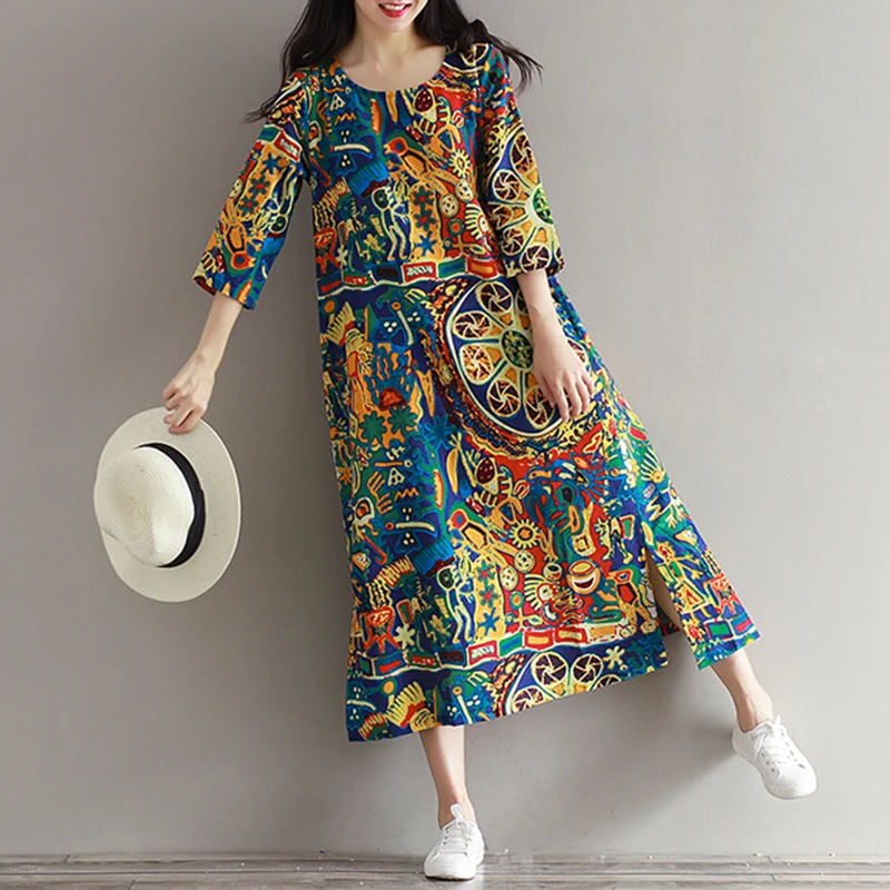 2020 размера плюс в богемном стиле ботильоны Длина Винтаж Длинные Макси платья для