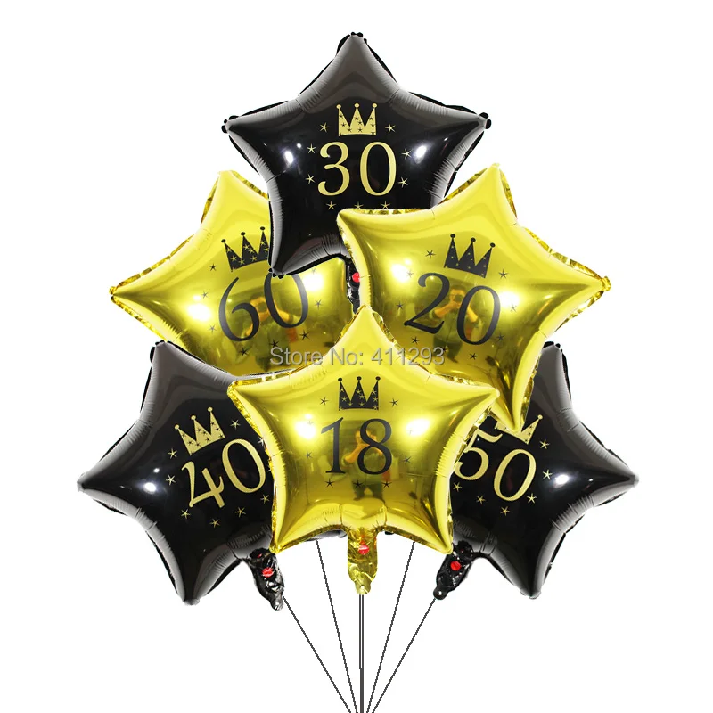 3 шт./лот 30th на день рождения воздушные шары, 16, 18, 20, 21 30 40 50 60 70 80th День Рождения украшения черного и золотого цвета серебряный годовщина воздушные шары