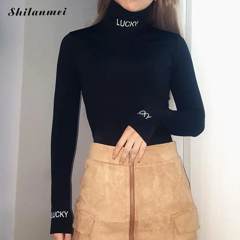 Осенний Черный Облегающий комбинезон облегающий пикантный с длинным рукавом и