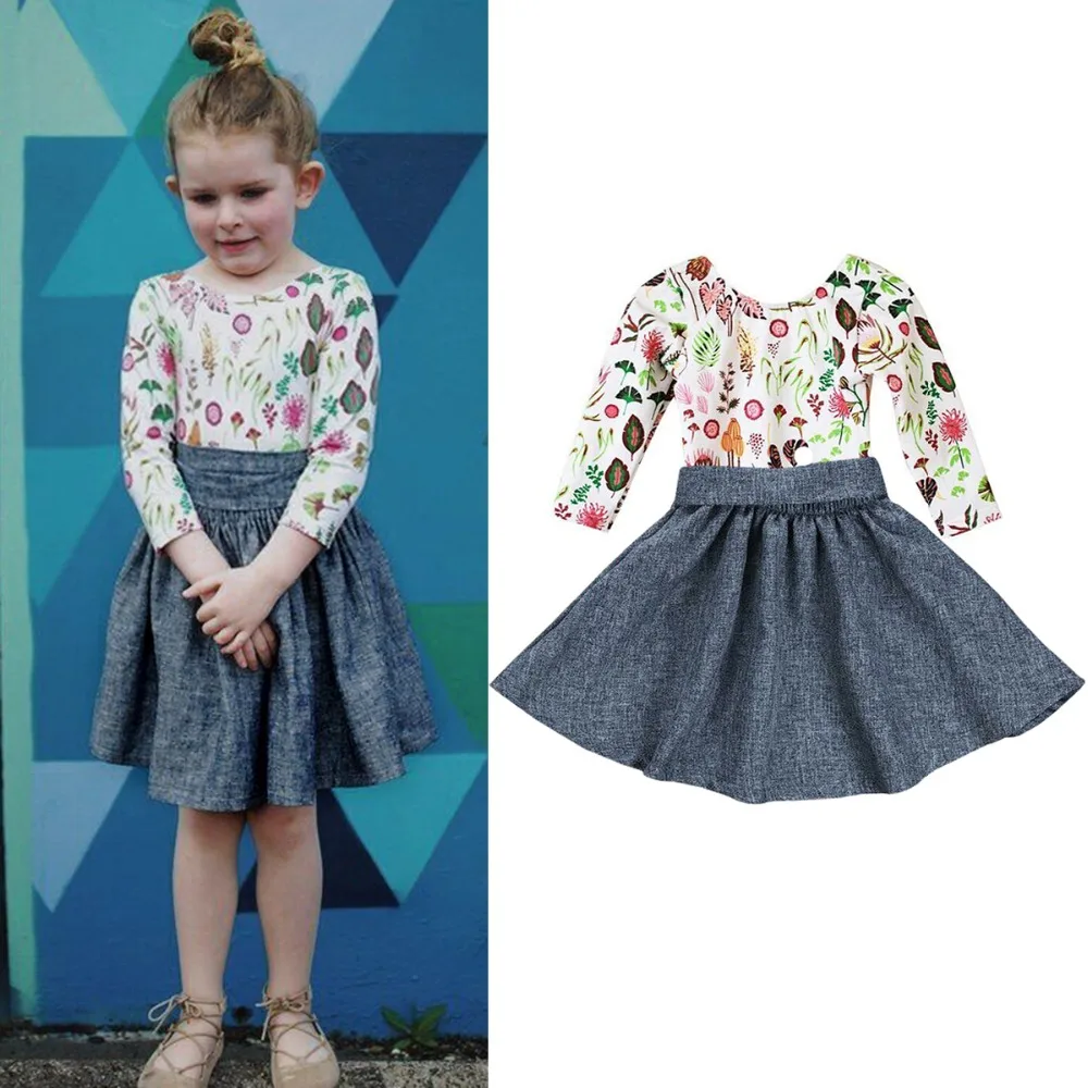Puseky/детский комплект одежды для маленьких девочек топы с длинными рукавами и