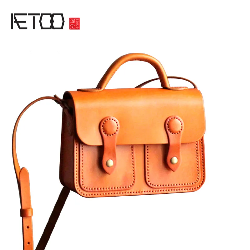 AETOO кожаные сумки ручной работы колледж Ветер кэмбридские спагетти загорелая